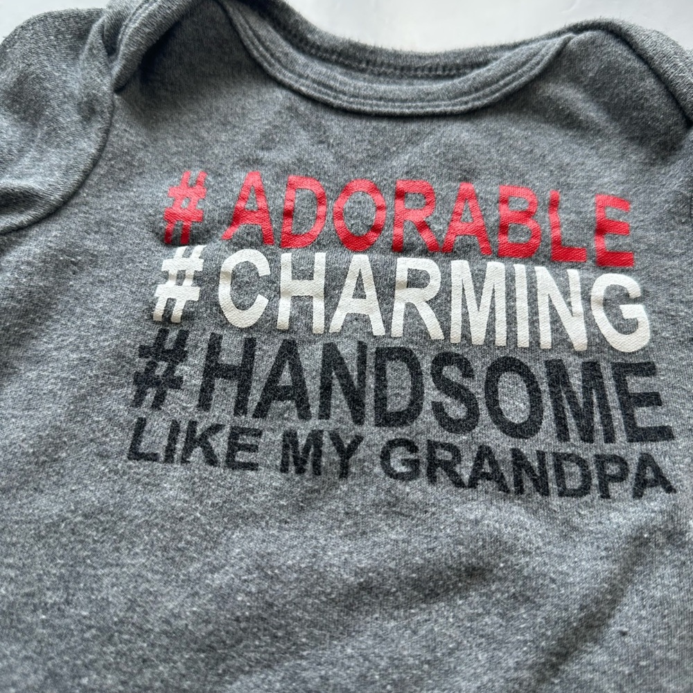 10/20$ Monkey Bars Grey “like my grandpa” short sleeve baby onesie/bodysuit 3-6m - Picture 3 of 5